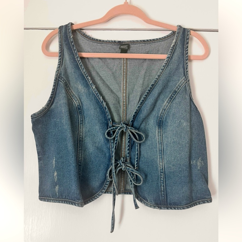 Wild Fable Blue Denim Lace-Up Vest